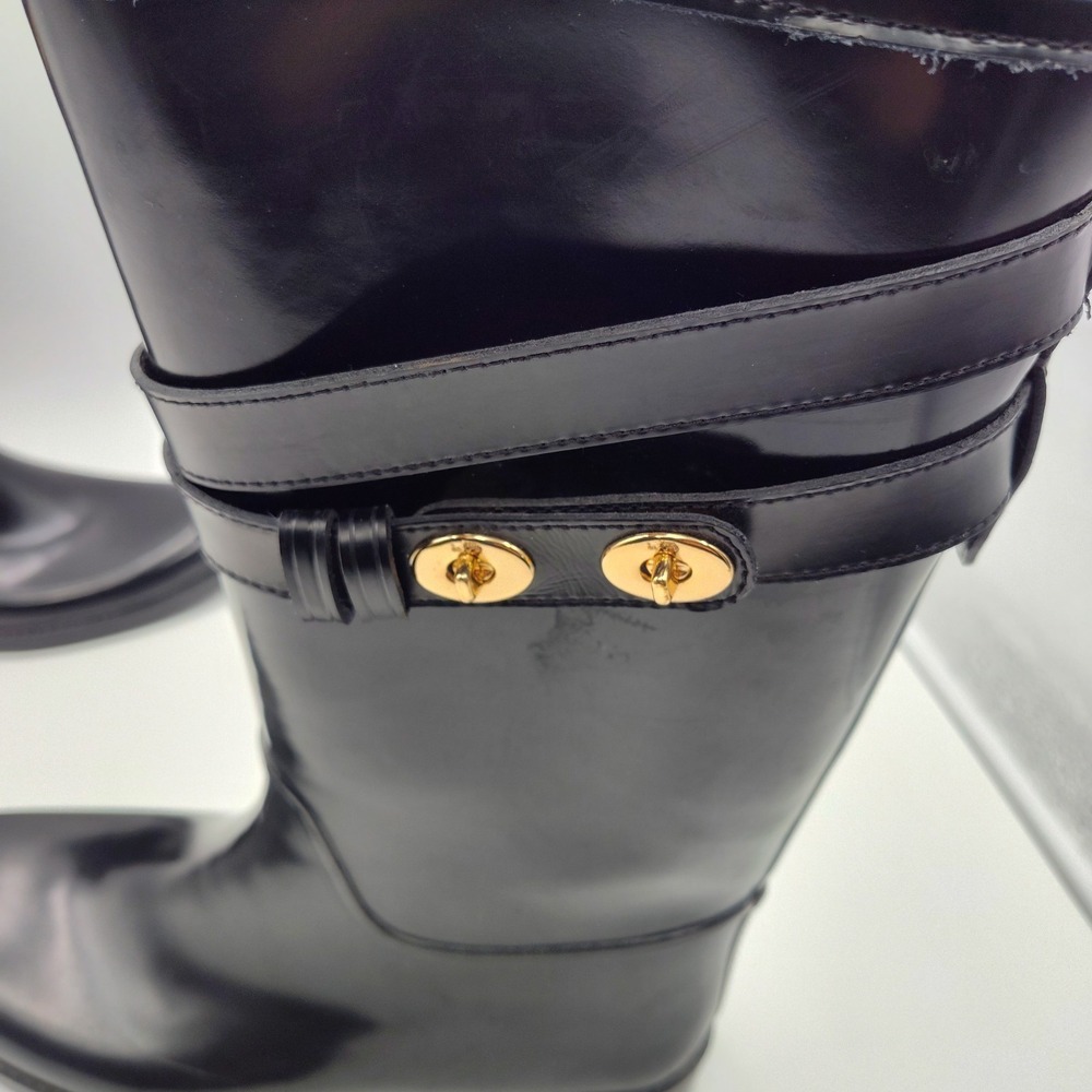 COACH Rain Boots Tall Women Shoes Black Size 10B 40 260(1.5) SEE BCL.0ME-00 - Picture 7 of 16